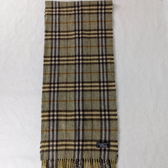 Burberrys Green Nova Check | 100% Cashmere Scarf | Made in England - Picture 7 of 9